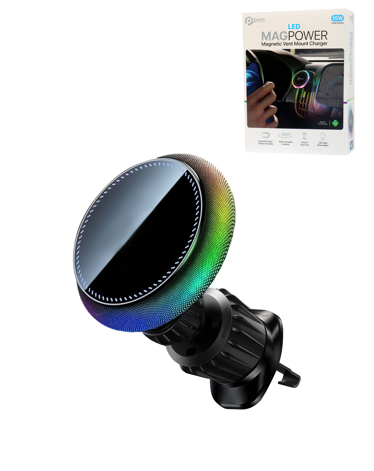 Pomgear MagPower Magnetic Vent Mount with RGB Light — 15W