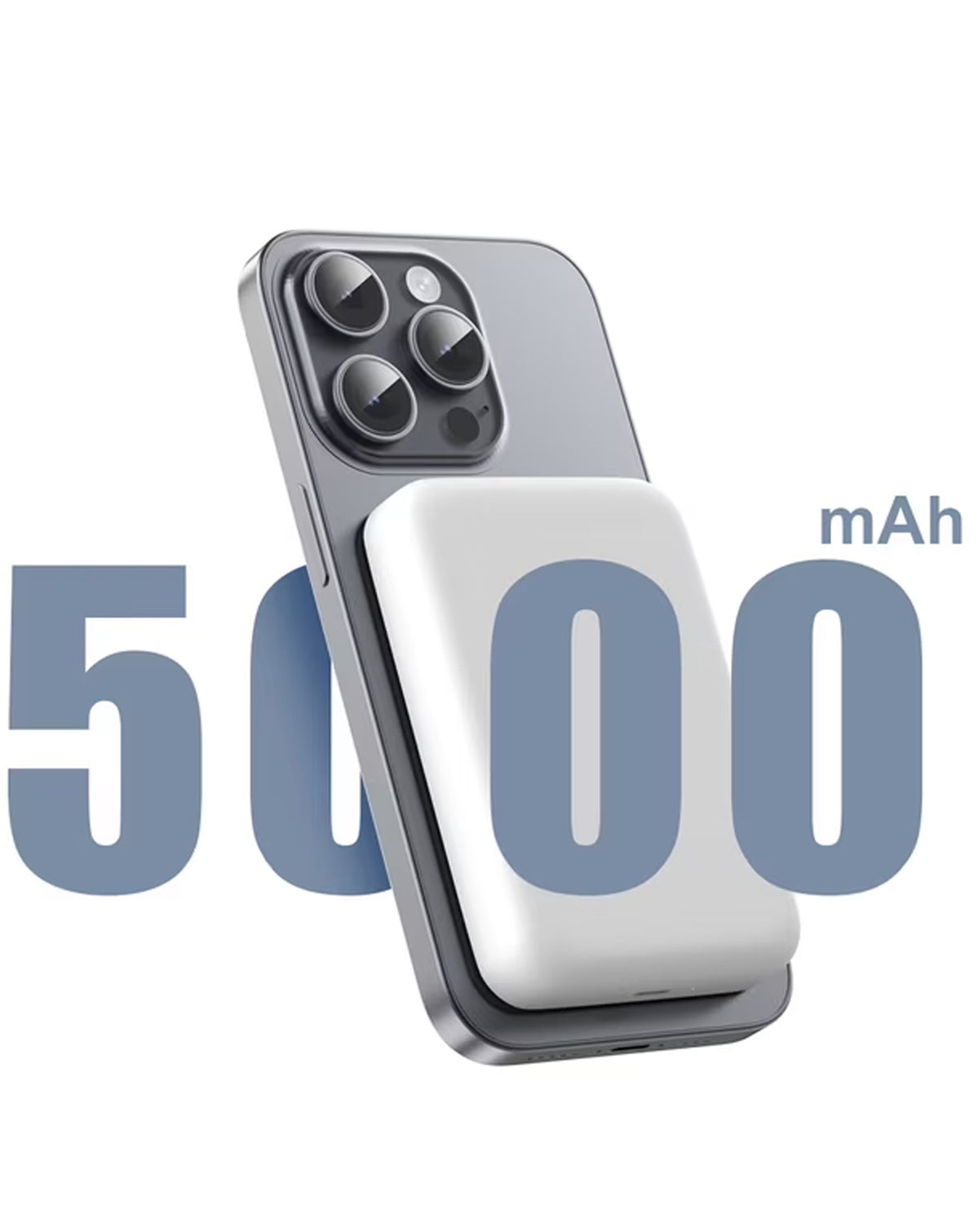 Pomgear MagPower Portable Magnetic Wireless Power Bank — White, 5000mAh