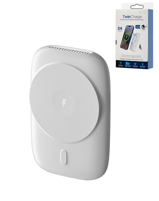 Pomgear MagPower Deluxe Portable Magnetic Wireless Power Bank — White, 5000mAh