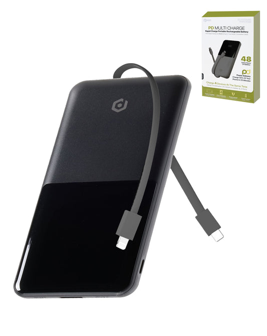 Pomgear PD Multi Charge Portable Powerbank with Digital Display — Black, 10000mAh