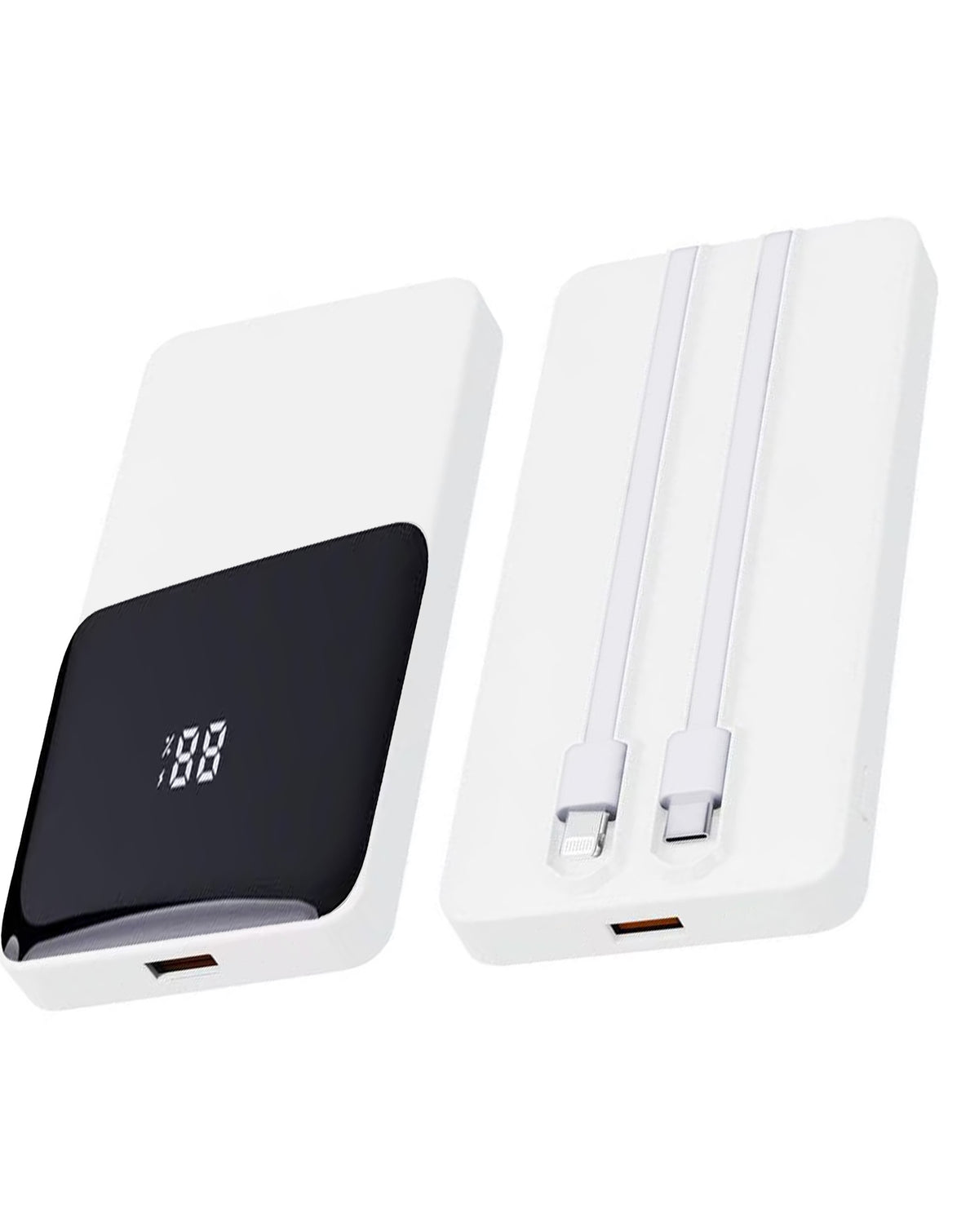 Pomgear PD Multi Charge Portable Power Bank with Digital Display — White, 10000mAh