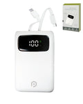 Pomgear Power4Connect Rapid Charge Portable Power Bank with Digital Display — White, 5000mAh