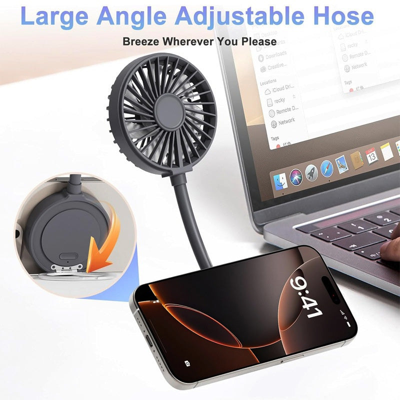 Pomgear Aero Mate Bendable Magnetic Portable Fan with Magnetic Phone Stand — Black