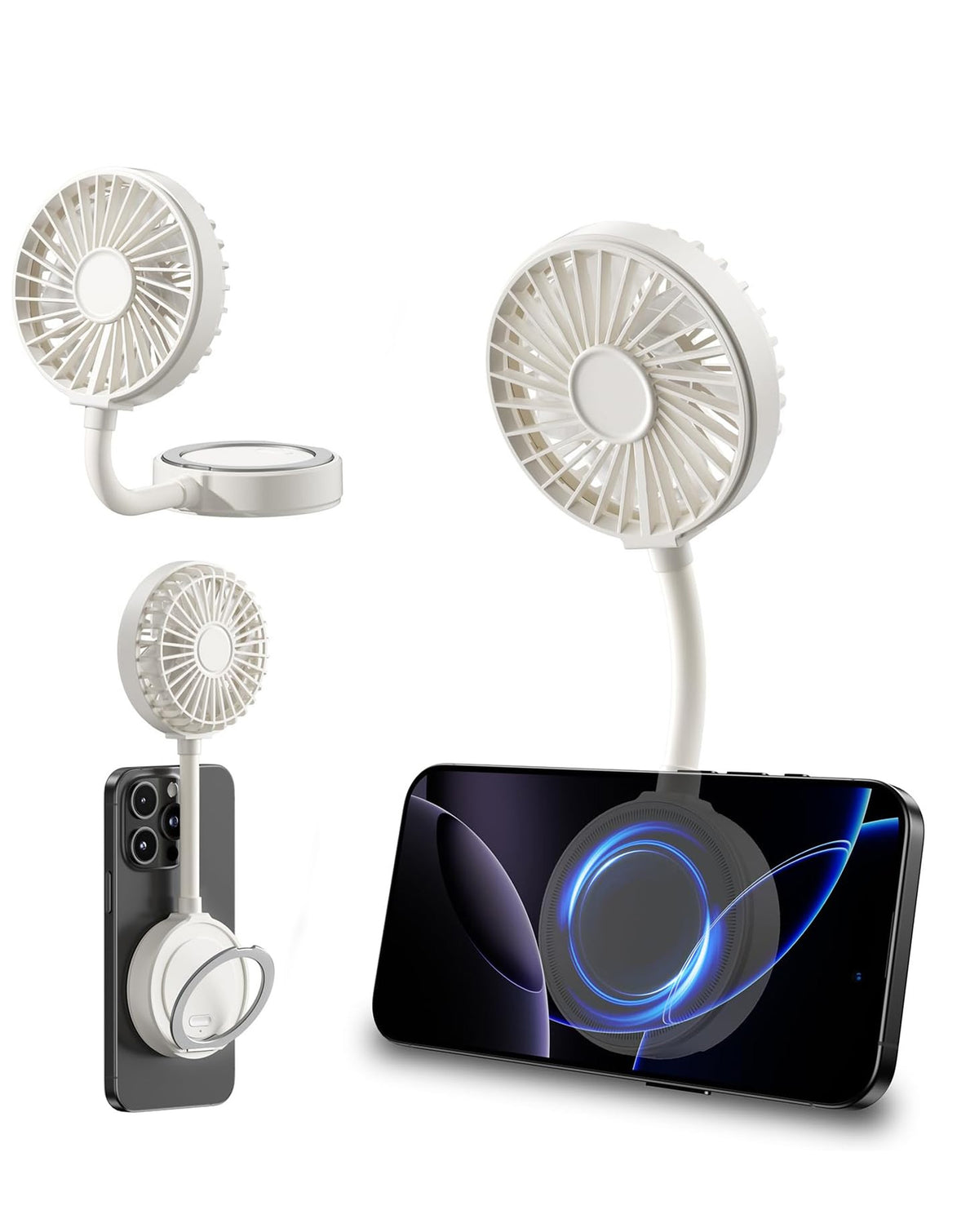 Pomgear Bendable Magnetic Portable Fan — White