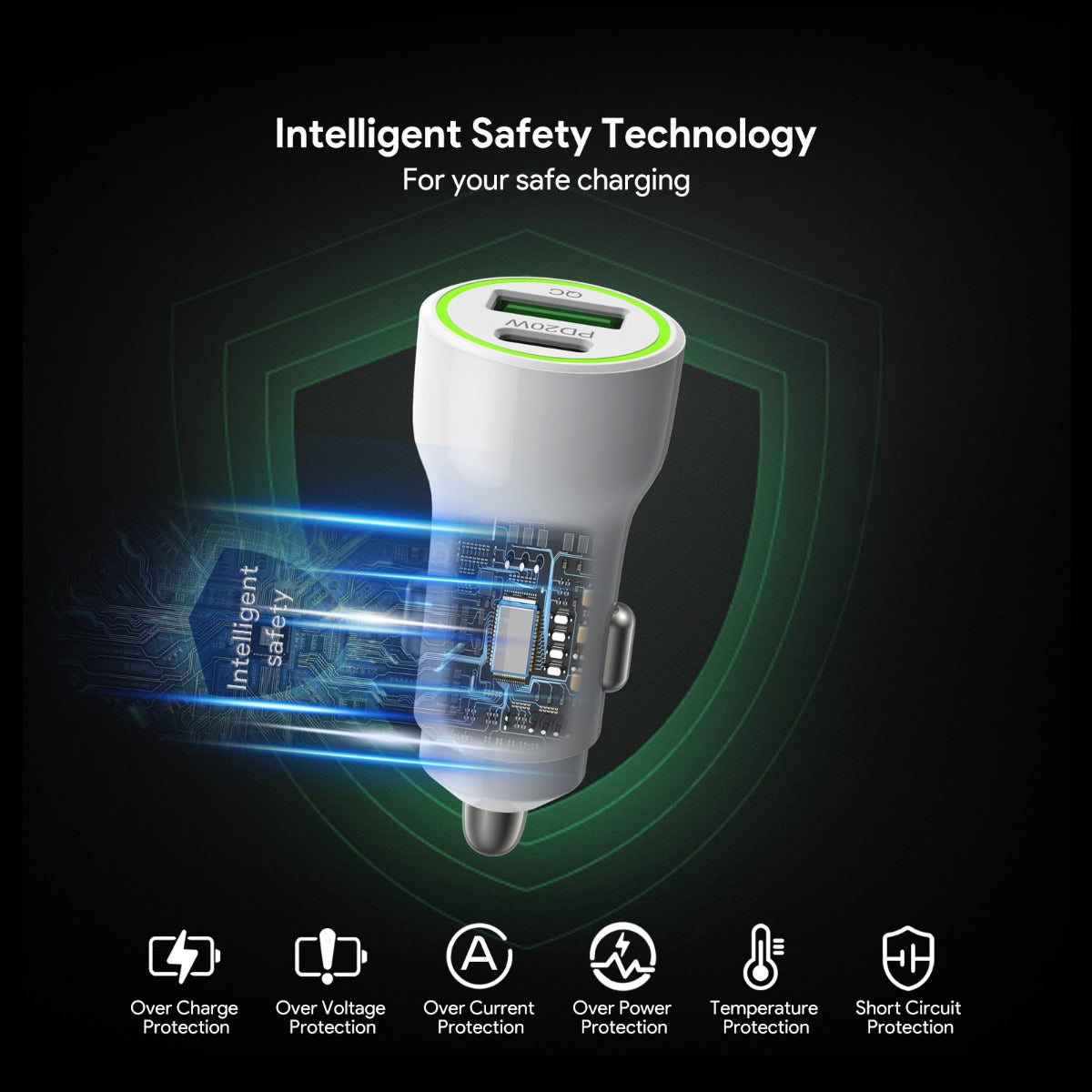 Esoulk PD & QC USB A+c Car Charger — White, 20W, Pack of 12