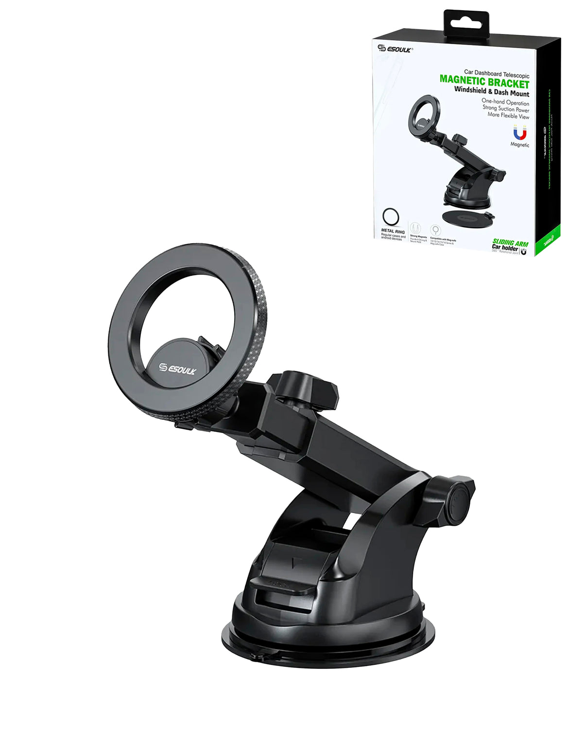 Esoulk 3009 Car Dashboard Magnetic Bracket Mount — Black