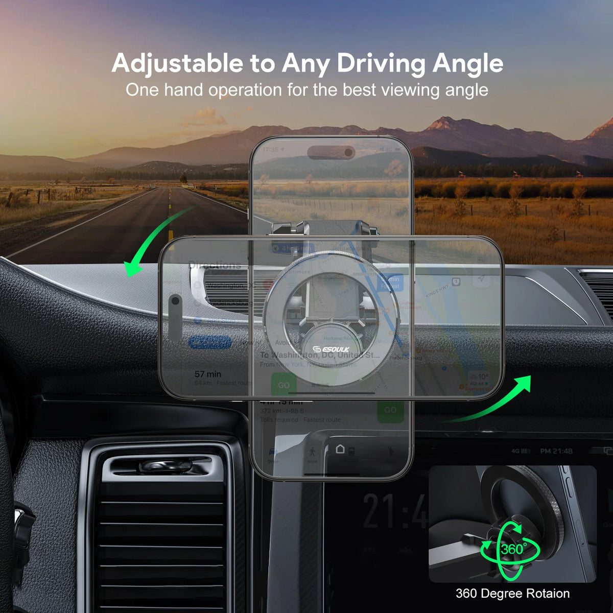 Esoulk 3009 Car Dashboard Magnetic Bracket Mount — Black