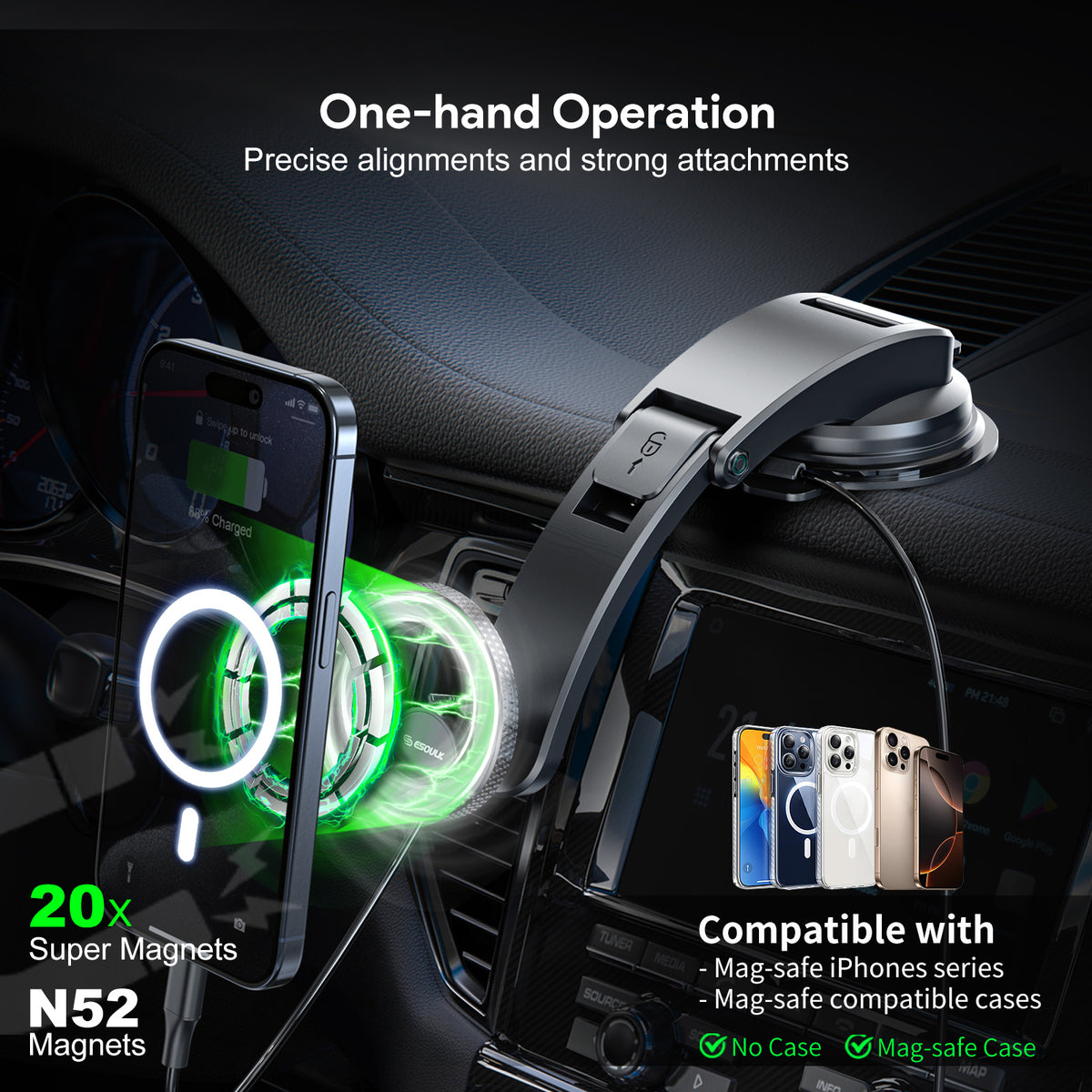 Esoulk Magnetic Car Holder — Black