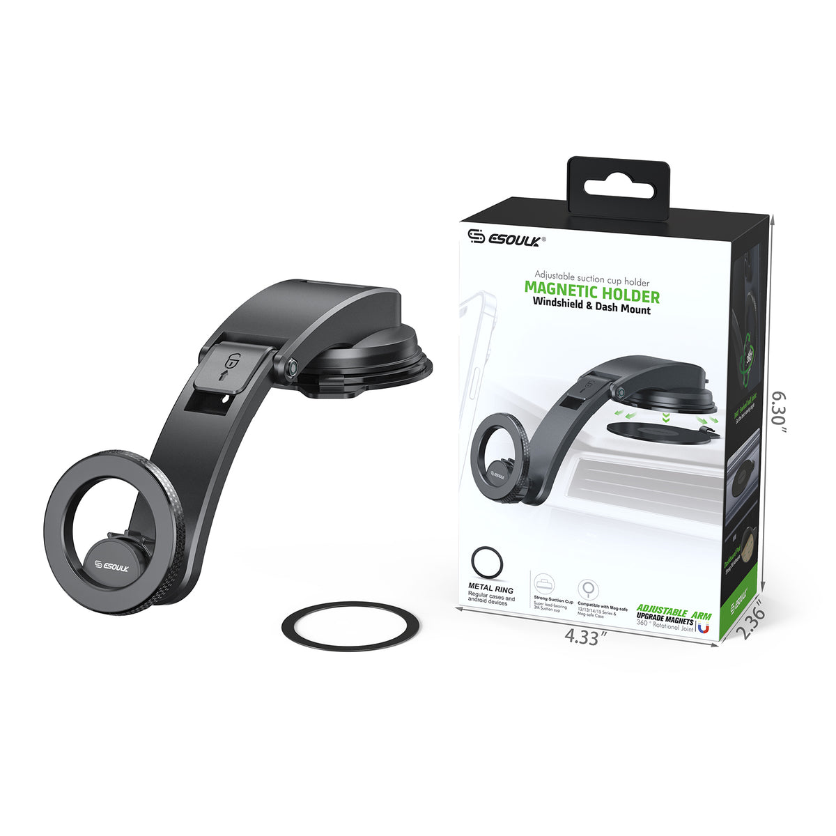 Esoulk Magnetic Car Holder — Black