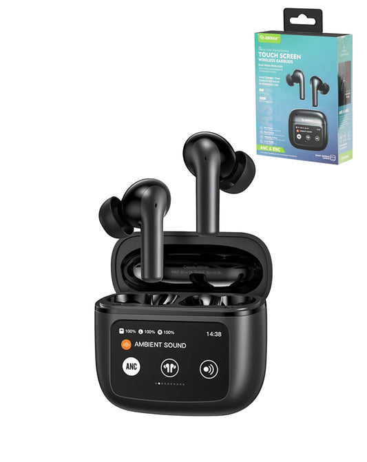 Esoulk Touch Screen ANC & Enc Wireless Earbuds — Black