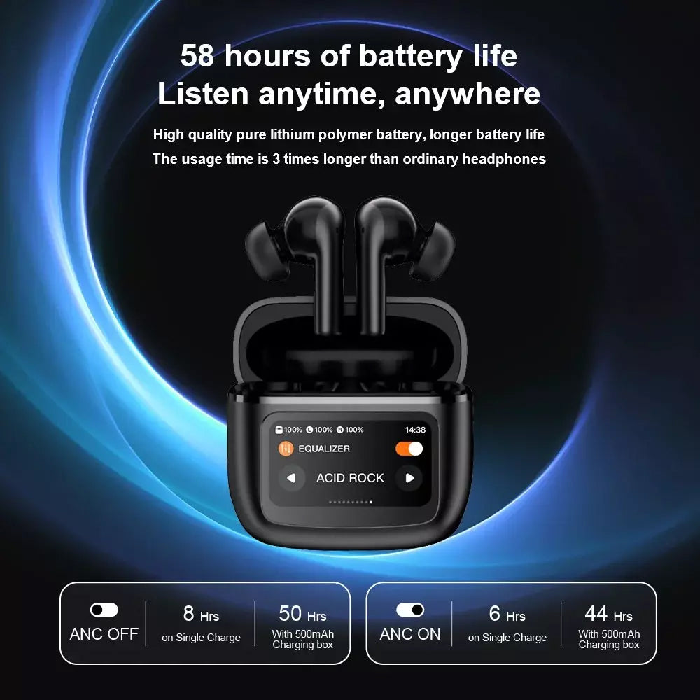 Esoulk Touch Screen ANC & Enc Wireless Earbuds — Black