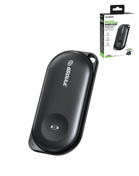 Esoulk Smart Watch Wireless Charging Power Bank — 1200 mAh, Black