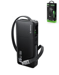 Esoulk Built-in Retractable Cable Power Bank — Black, 10000 mAh / 45W