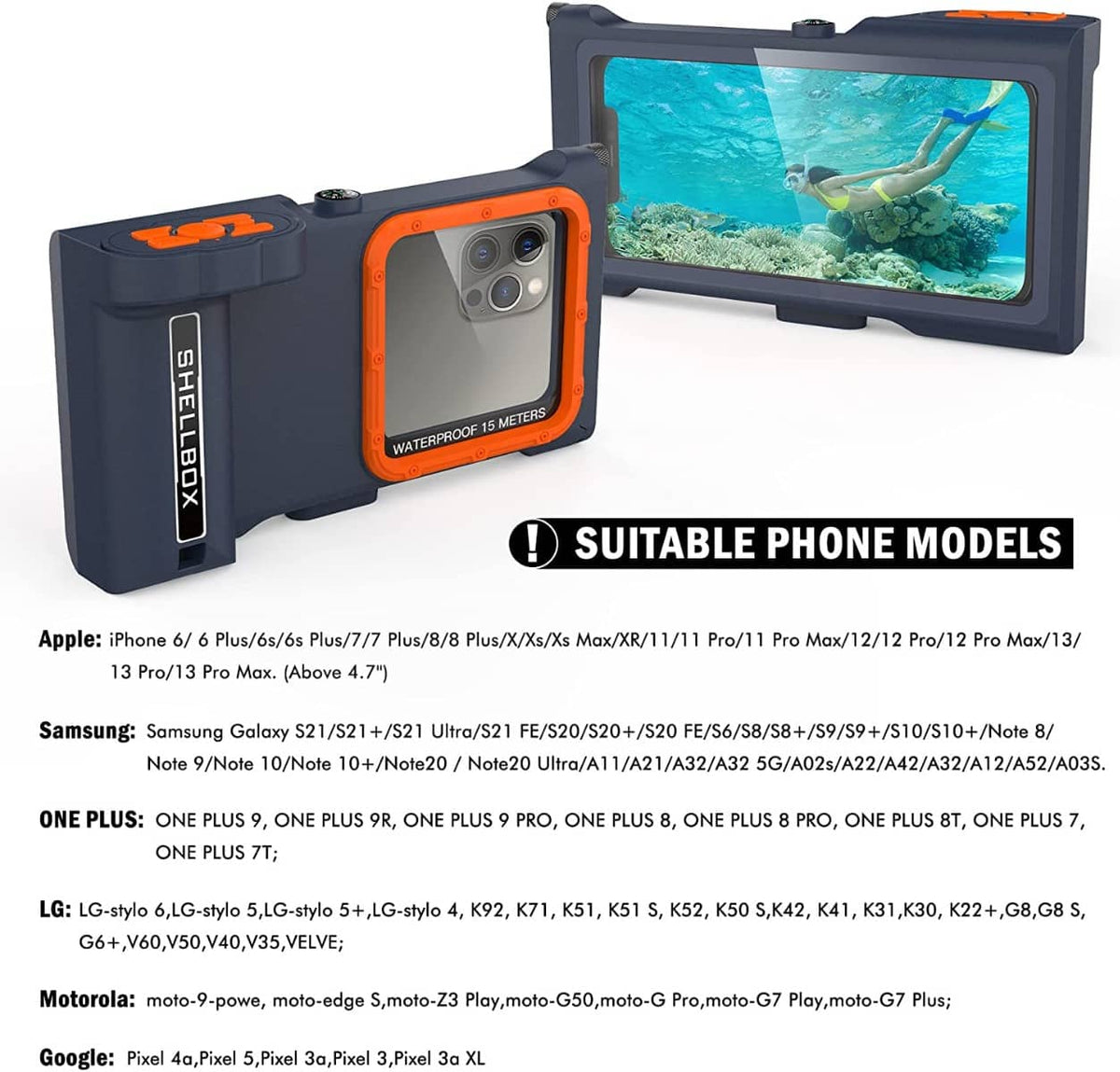 Shellbox Swimming 15M Waterproof Case Surfing Underwater Diving iPhone/Samsung QSK-3