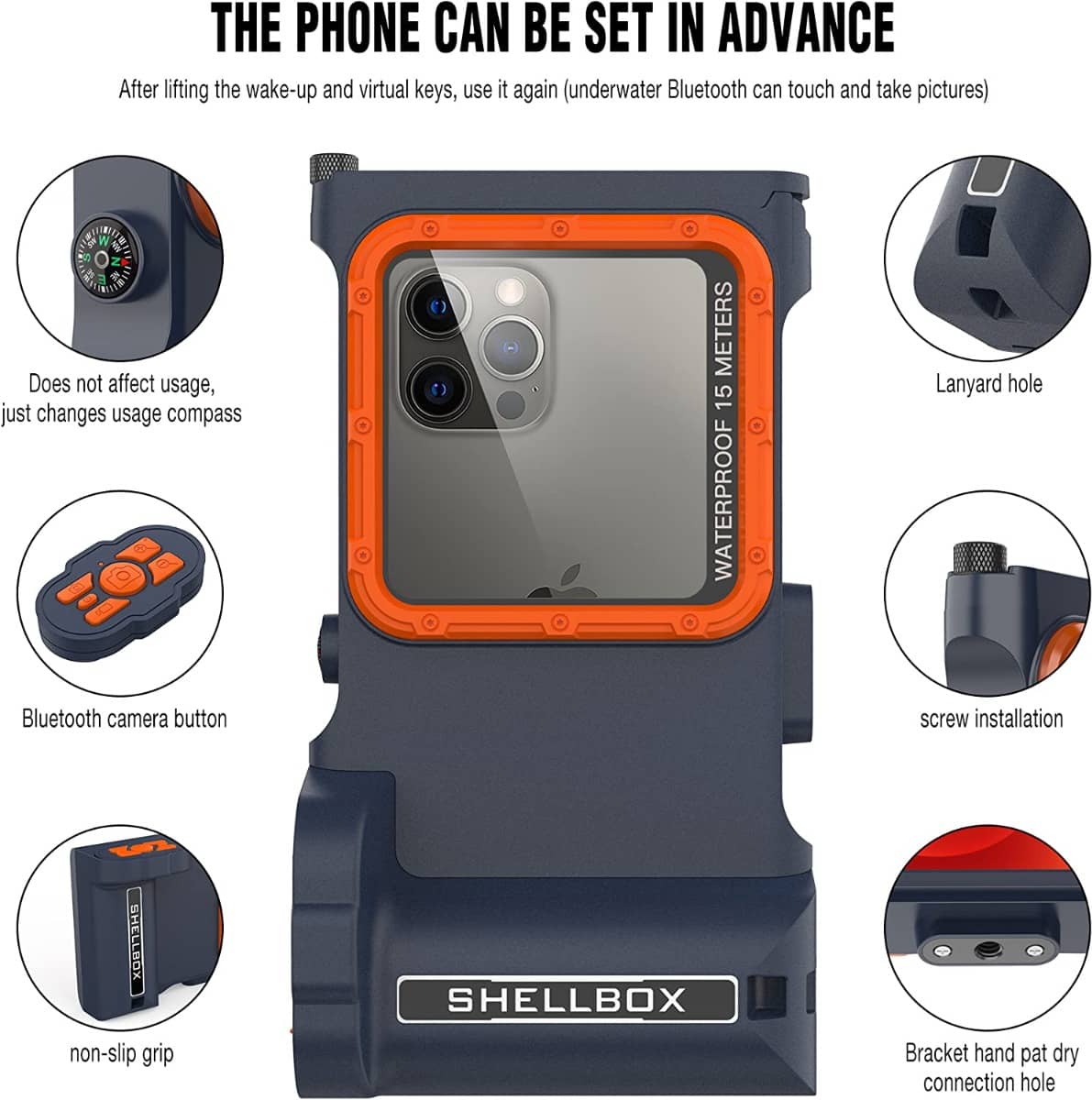Shellbox Swimming 15M Waterproof Case Surfing Underwater Diving iPhone/Samsung QSK-3