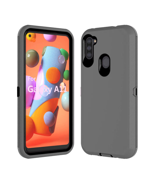 Heavy-Duty Shockproof Case for Galaxy A11 — Dark Gray & Black