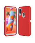 Heavy-Duty Shockproof Case for Galaxy A11 — Red & White