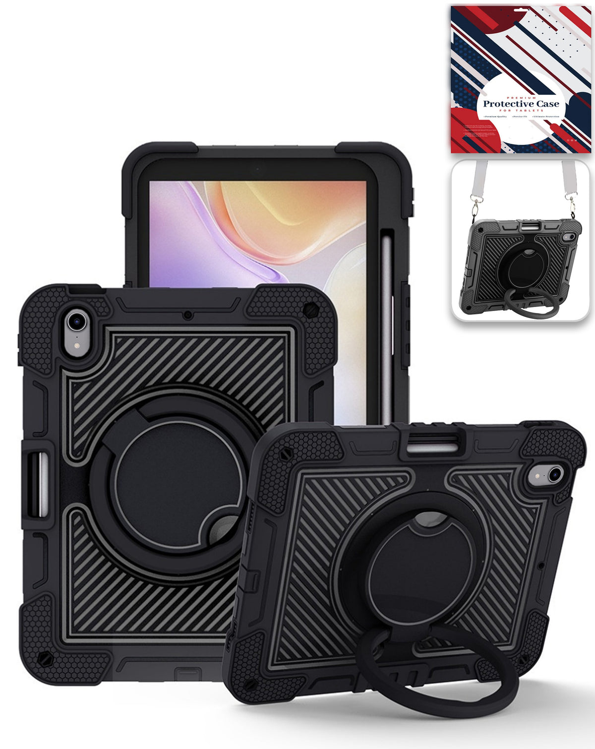 Heavy-Duty Shockproof Kickstand Case for iPad Air 11 2024 / 2025 / 2026 / Air 4 / Air 5 / Air 6 — Black