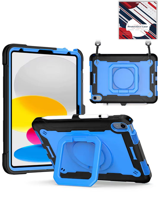 Kickstand Full-Body Case for iPad Air 11 2024 / 2025 / 2026 / Air 4 / Air 5 / Pro 11 (All Models) — Black & Blue