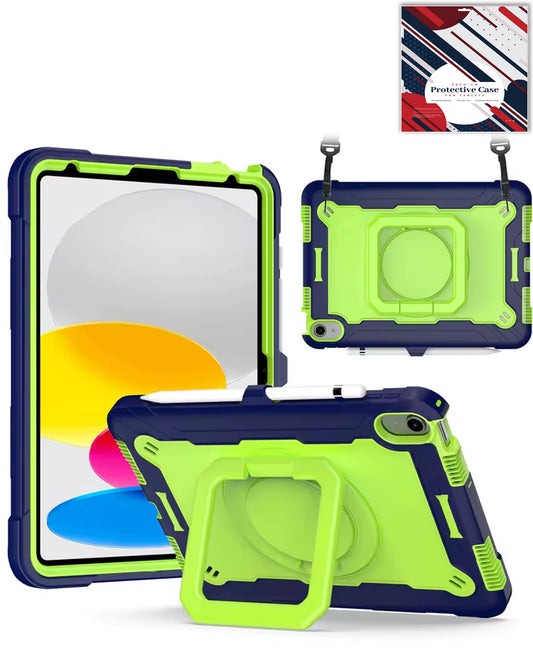 Kickstand Full-Body Case for iPad Air 11 2024 / 2025 / 2026 / Air 4 / Air 5 / Pro 11 (All Models) — Navy Blue & Green