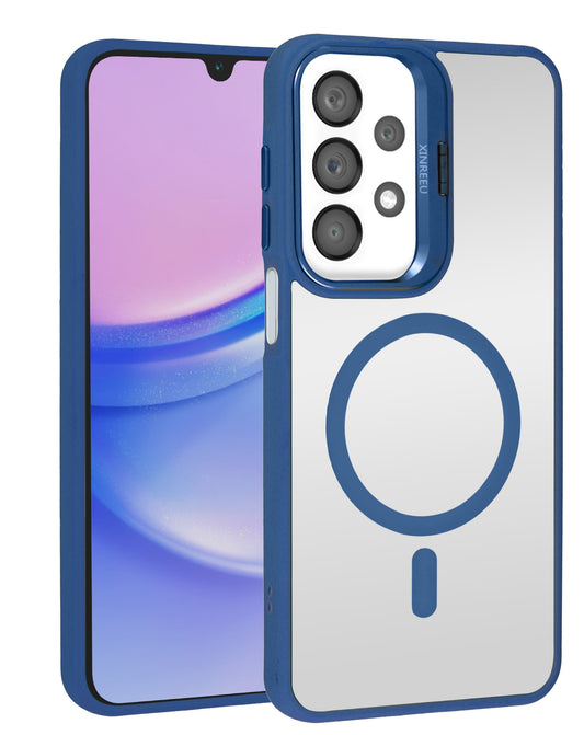 Magnetic Kickstand Crystal Clear Case for Galaxy A13 — Dark Blue
