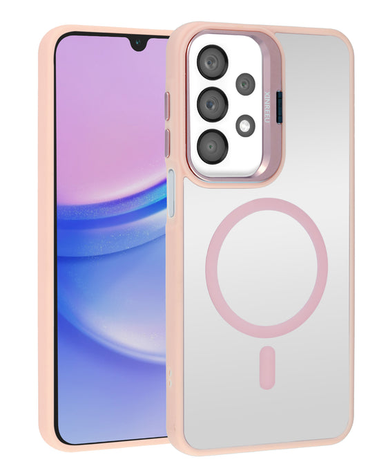 Magnetic Kickstand Crystal Clear Case for Galaxy A13 — Pink