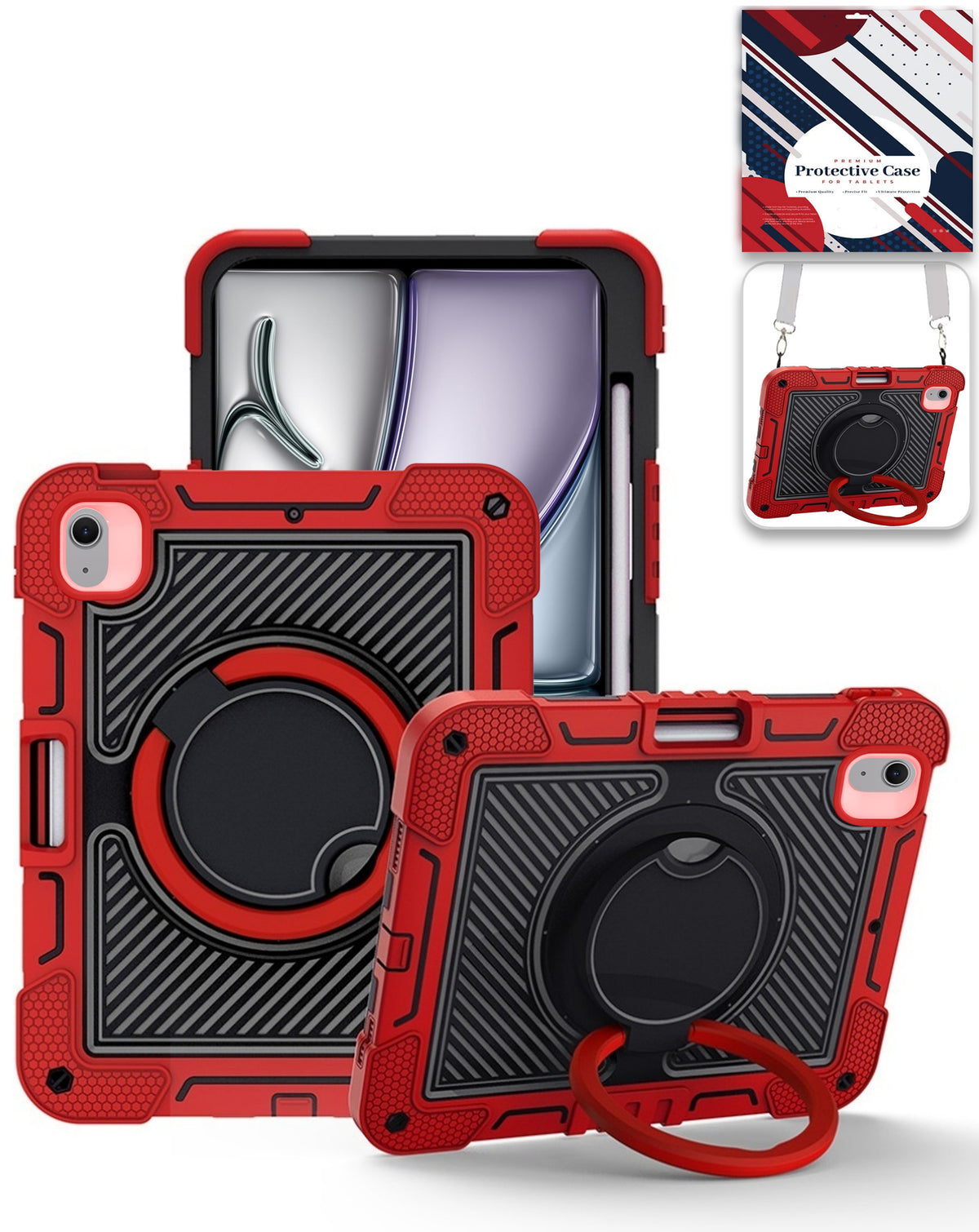 Heavy-Duty Shockproof Kickstand Case for iPad Air 13 2024 / 2025 / 2026 — Red