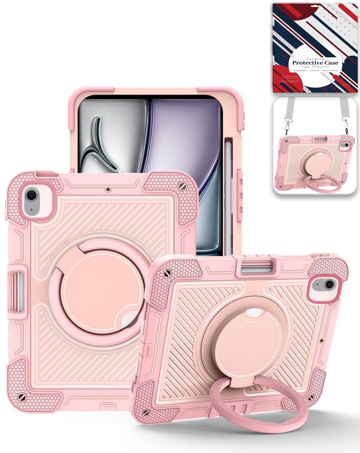 Heavy-Duty Shockproof Kickstand Case for iPad Air 13 2024 / 2025 / 2026 — Pink