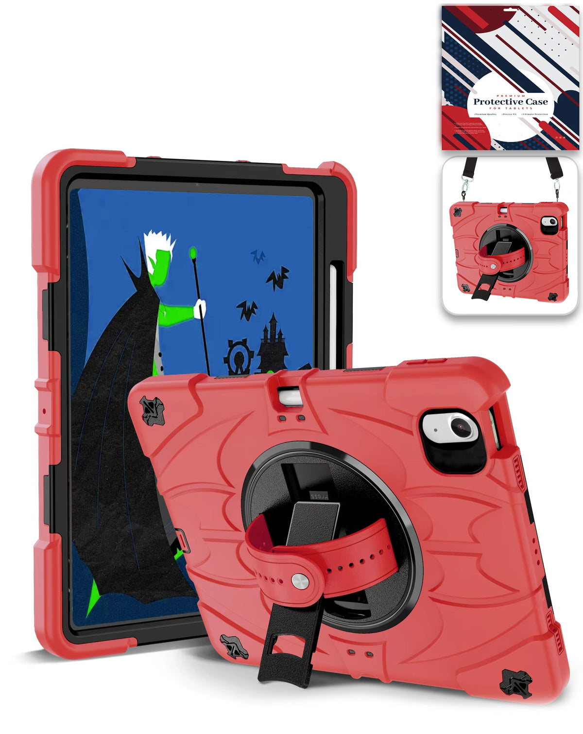 Heavy-Duty Shockproof Kickstand Case for iPad Air 13 2024 / 2025 / 2026 — Red