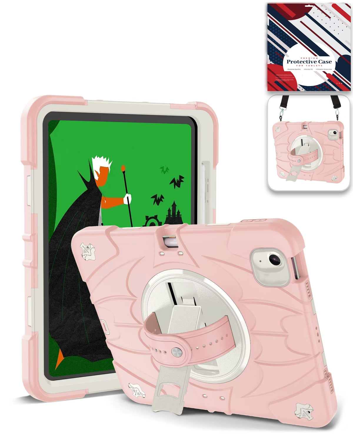 Heavy-Duty Shockproof Kickstand Case for iPad Air 13 2024 / 2025 / 2026 — Pink