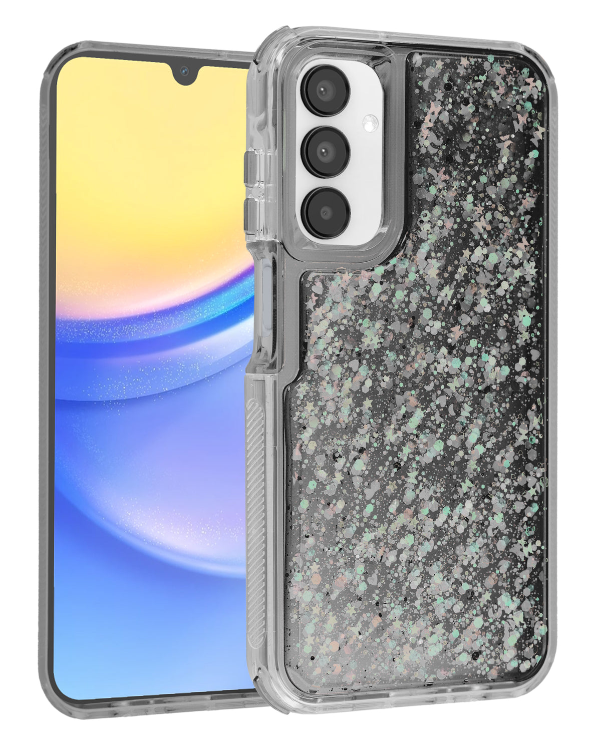 Heavy-Duty Shockproof Glitter Case for Galaxy A15 — Black