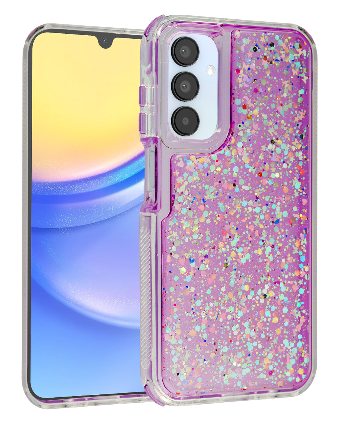 Heavy-Duty Shockproof Glitter Case for Galaxy A15 — Purple