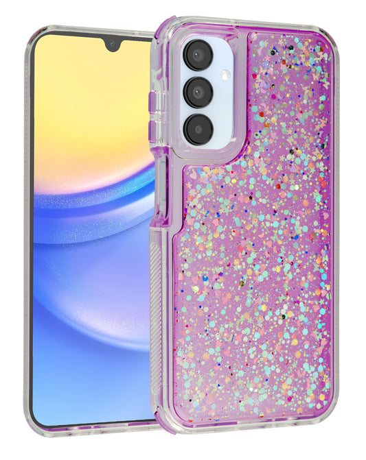 Heavy-Duty Shockproof Glitter Case for Galaxy A15 — Purple