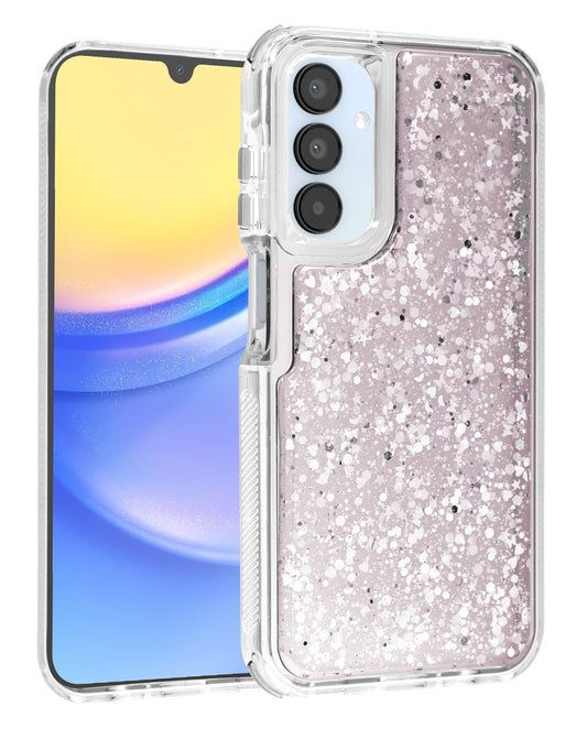 Heavy-Duty Shockproof Glitter Case for Galaxy A15 — White