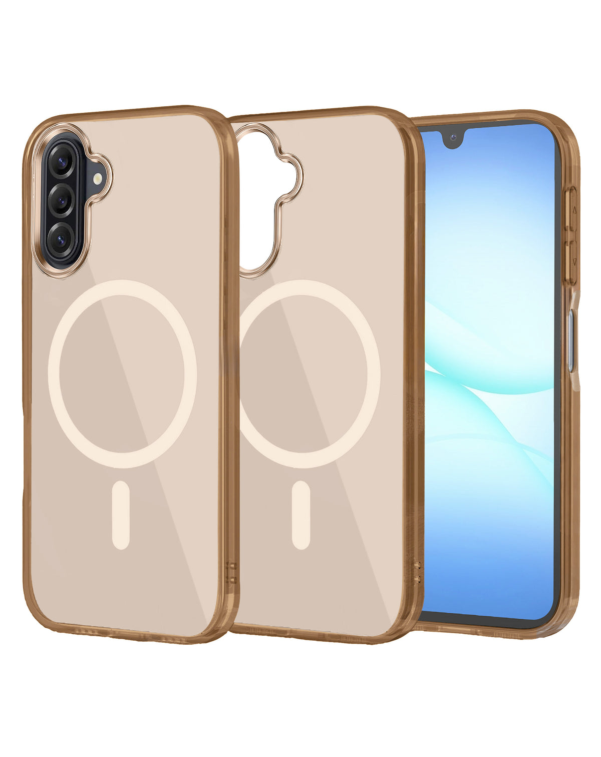 Magnetic Heavy-Duty Shockproof Crystal Clear Case for Galaxy A17 / A26 5G — Brown