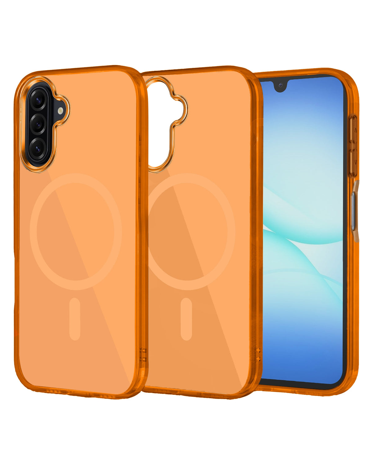 Magnetic Heavy-Duty Shockproof Crystal Clear Case for Galaxy A17 / A26 5G — Orange