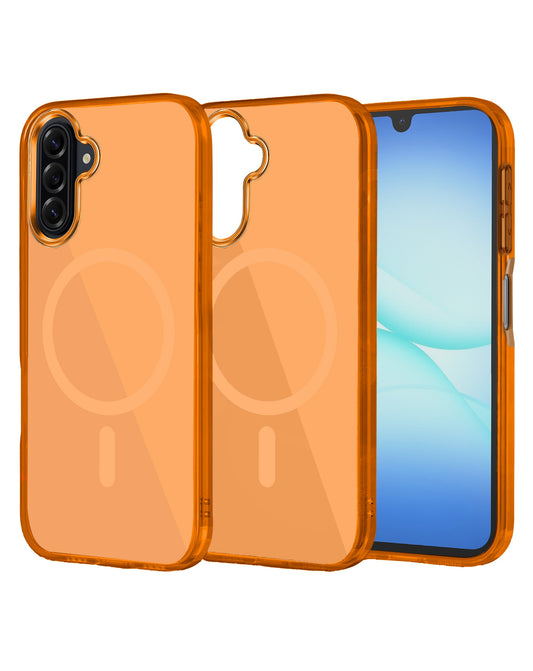 Magnetic Heavy-Duty Shockproof Crystal Clear Case for Galaxy A17 / A26 5G — Orange