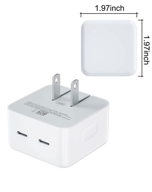 Dual USB-C Port Compact Power Adapter — White, 35W