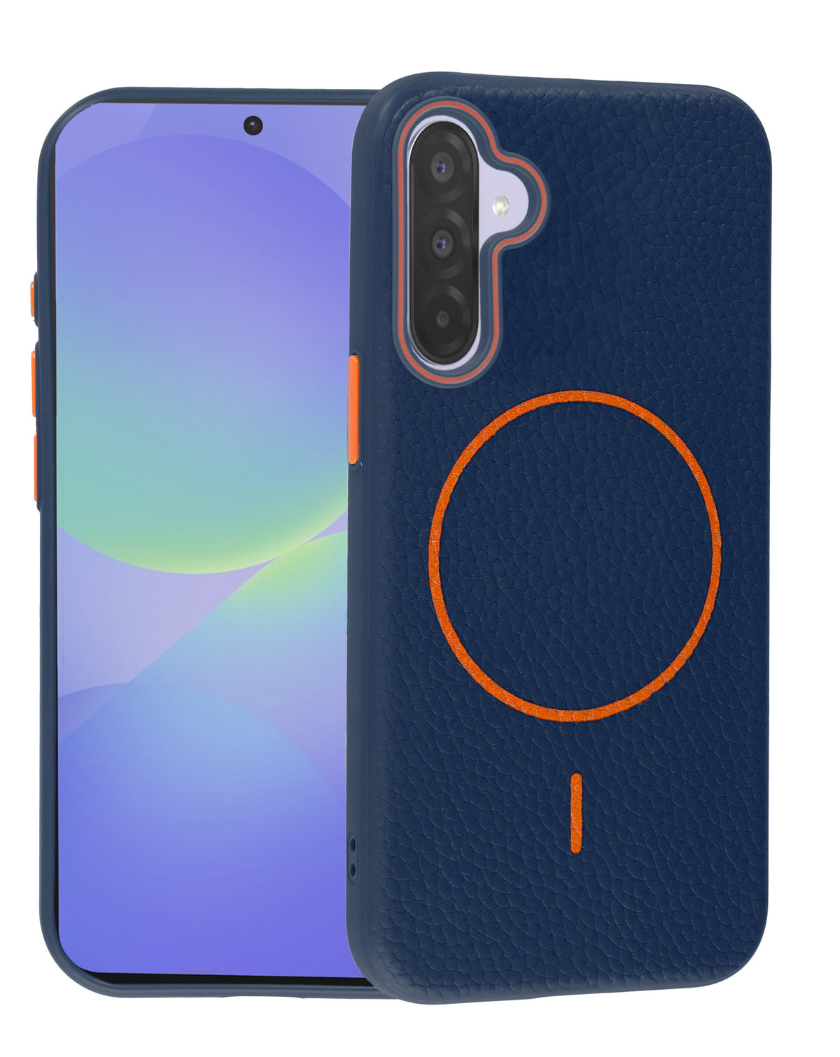 Magnetic Leather Case for Galaxy A36 — Wayne Blue & Orange