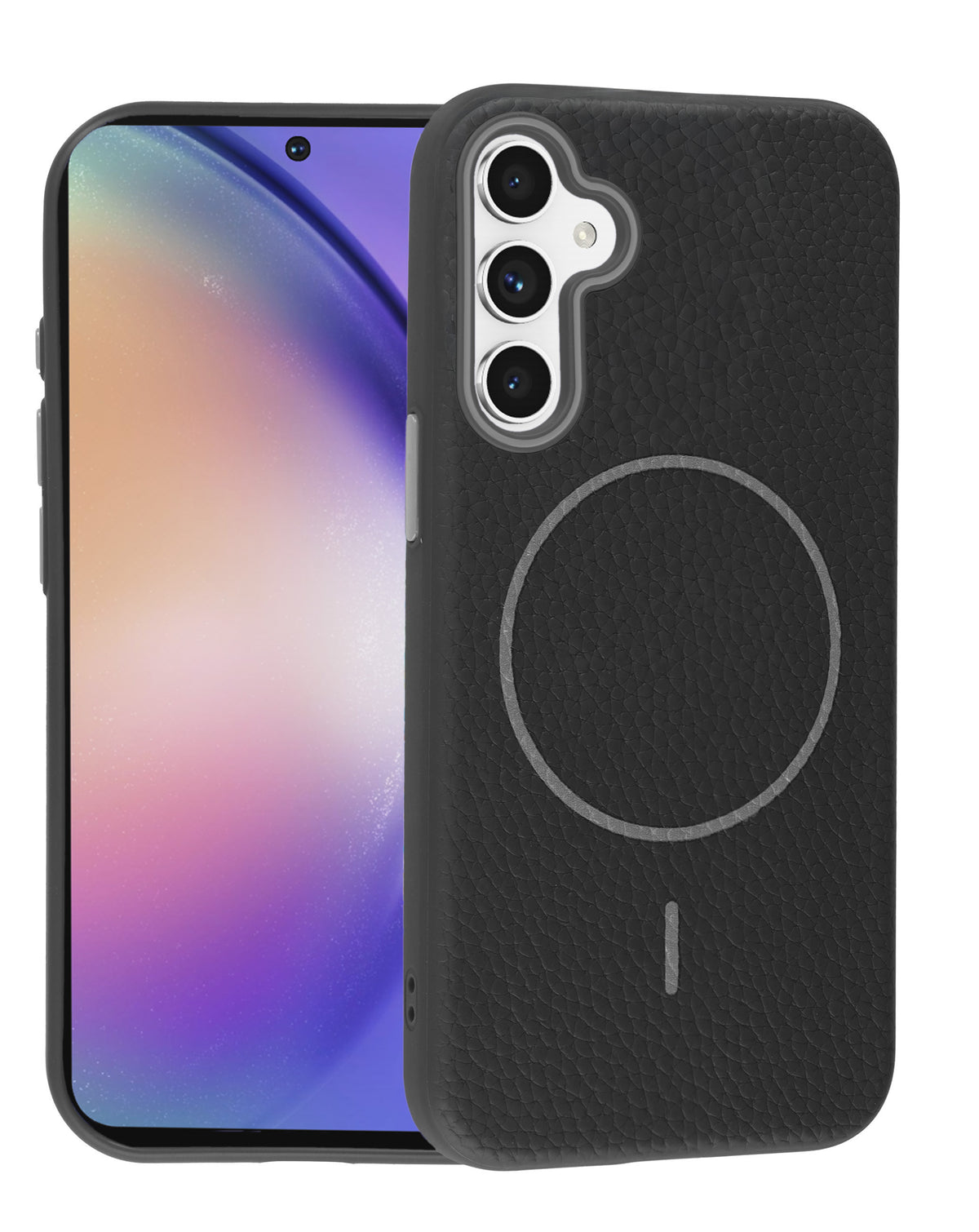 Magnetic Leather Case for Galaxy A54 — Black