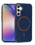 Magnetic Leather Case for Galaxy A54 — Wayne Blue & Orange
