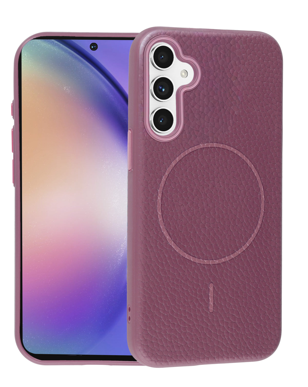 Magnetic Leather Case for Galaxy A54 — Sunset Purple