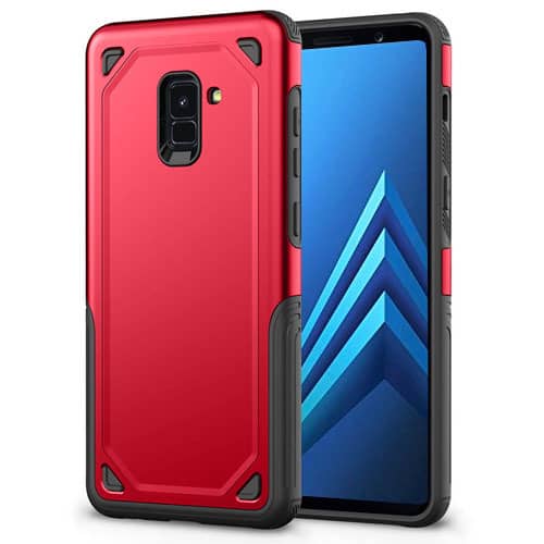 Heavy-Duty Shockproof Case for Galaxy A8 Plus 2020 — Red