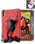 Heavy-Duty Shockproof Kickstand Case for iPad Air 4 / Air 5 / Air 6 — Red