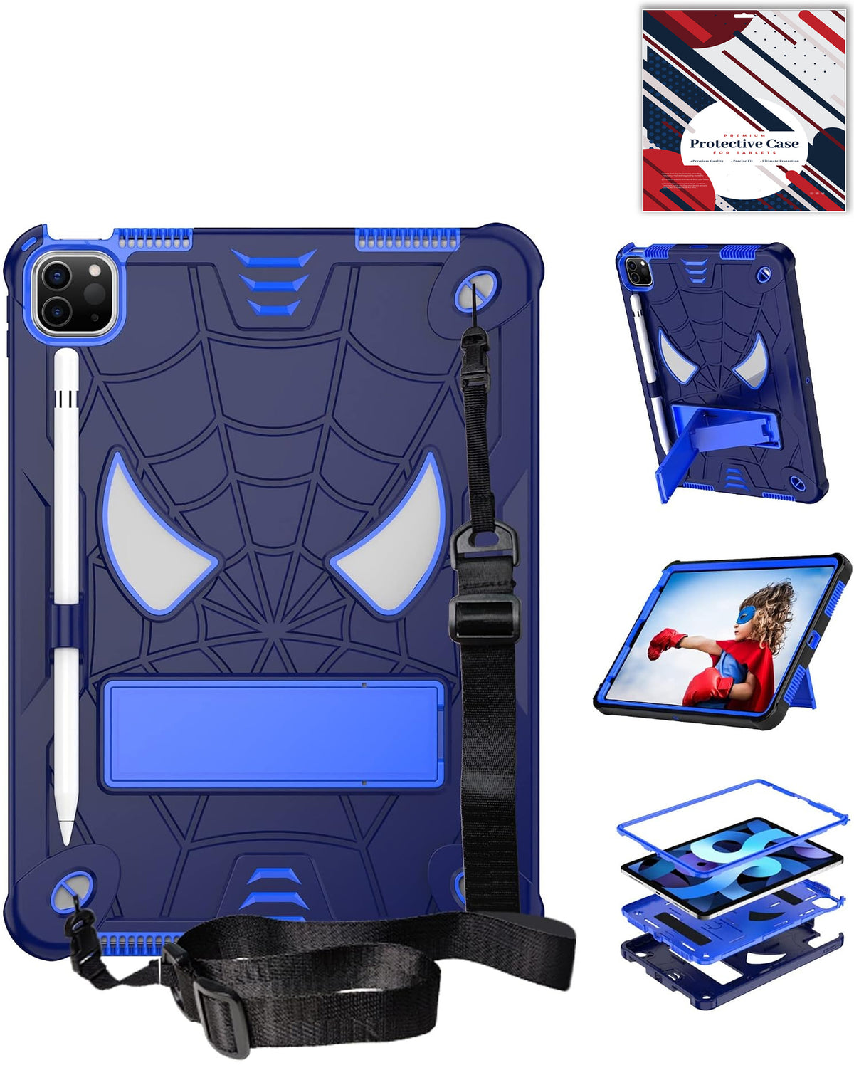Heavy-Duty Shockproof Kickstand Case for iPad Air 4 / Air 5 / Pro 11 1st / 2nd / 3rd / 4th — Navy Blue