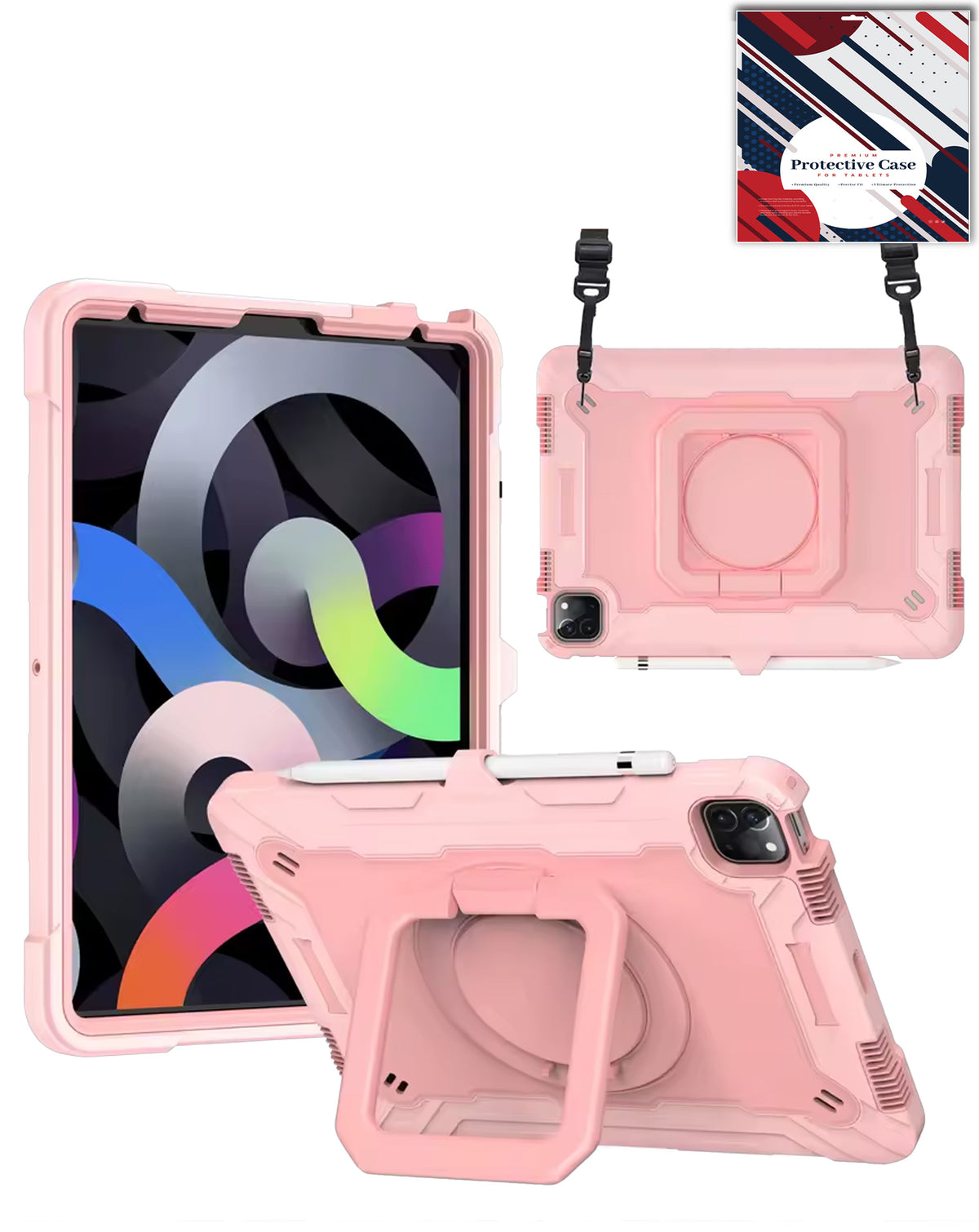 Kickstand Full-Body Case for iPad Air 4 / Air 5 / Pro 11 1st / 2nd / 3rd / 4th — Rose Gold