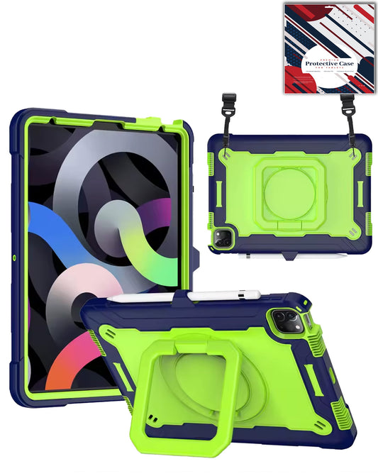 Kickstand Full-Body Case for iPad Air 4 / Air 5 / Pro 11 1st / 2nd / 3rd / 4th — Navy Blue & Green