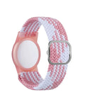 Airtag Wristband Nylon Watch Band - Pink White