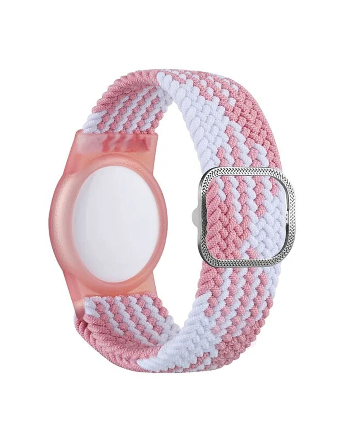 Airtag Wristband Nylon Watch Band - Pink White