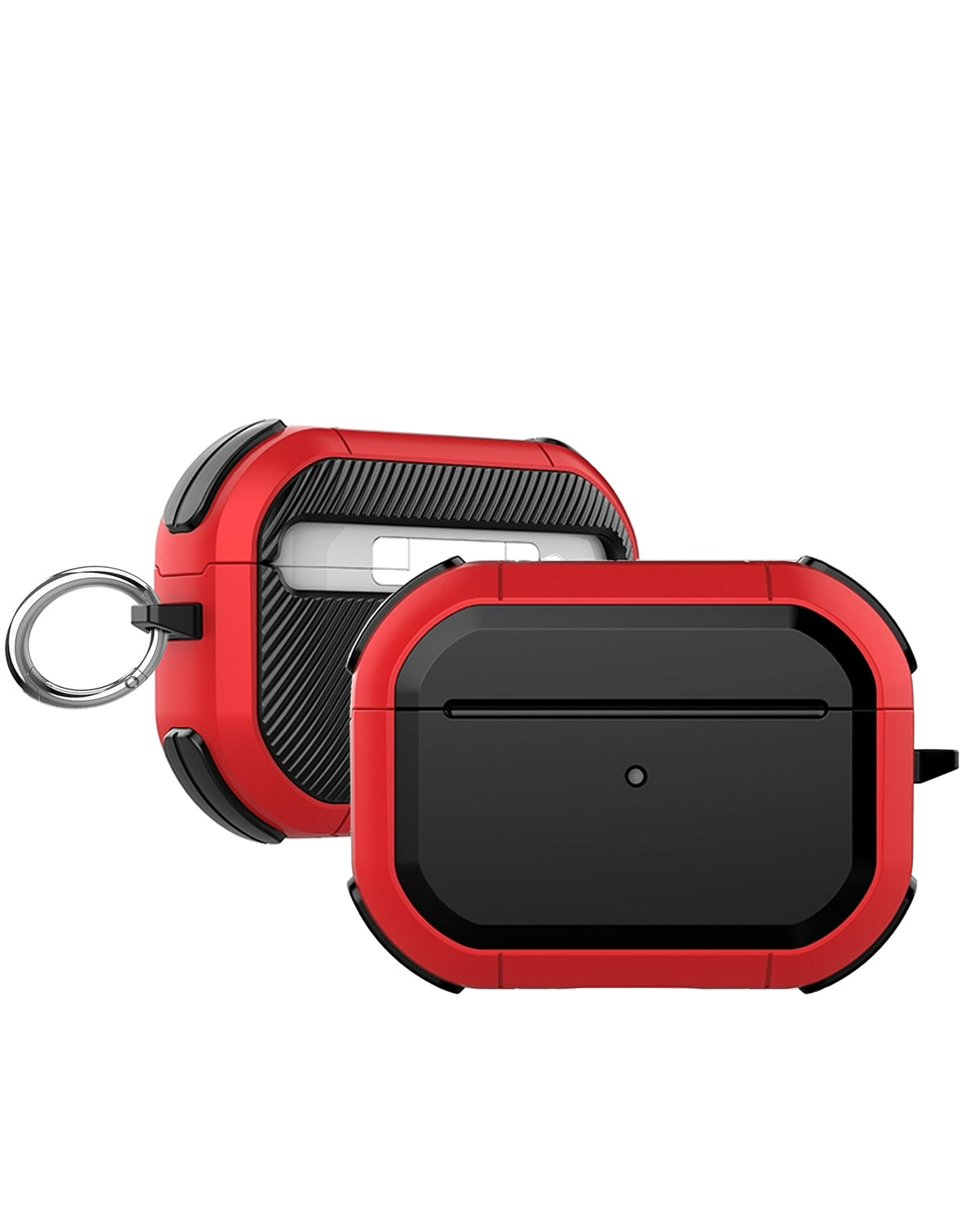 Heavy-Duty Shockproof Case for AirPods Pro 3 with Keychain — Red